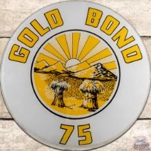 Scarce Gold Bond 75 Single 13.25" Gill Gas Pump Lens w/ Sunrise Mountains & Field