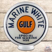 Gulf Marine White Gasoline 13.5" Complete Milk Glass Gas Pump Globe w/ Logo
