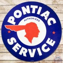 Pontiac Authorized Service 60" DS Porcelain Sign w/ Full Feather