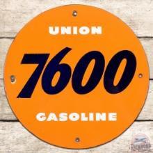 Union 7600 Gasoline SS Porcelain Pump Plate Sign