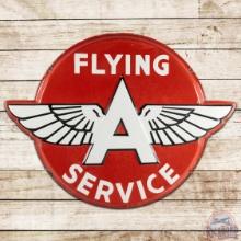Flying A Service Embossed SS Porcelain Sign w/ Logo
