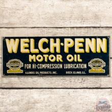 Welch Penn Motor Oil Hi-Compression Lubrication SS Tin Sign w/ PA Seal Logo