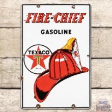 Texaco Fire Chief Gasoline SS Porcelain Pump Plate Sign "Small"