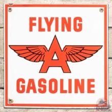 Flying A Gasoline SS Porcelain Pump Plate Sign w/ Logo