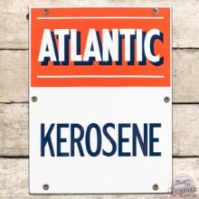 Atlantic Kerosene SS Porcelain Gas Pump Plate Sign w/ Logo