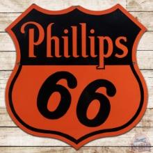 1949 Phillips 66 Motor Oil Die Cut 30" DS Porcelain Shield Sign