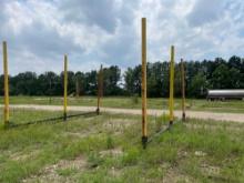 LOT: Pipe Holders with Upright Posts: 2 Base with 6 Poles. See Photo