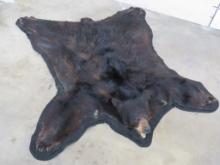 Nice & BIG Felted Black Bear Rug w/Mounted Head and All Claws TAXIDERMY