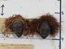 2 Beautifully Carved Chokwa Masks, Male & Female(ONE$) AFRICAN ART