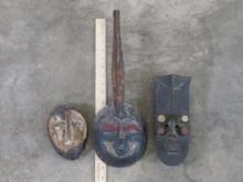 3 Small Hand Carved/Painted African Masks (ONE$) AFRICAN ART