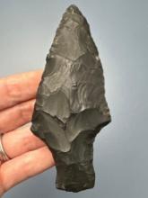 4 3/4" Black Flint Ashtabula, Found by Pat Layshack, Richland Co., Ohio, Ex: Dave Rowlands