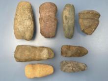Lot of 8 Grooved Axes, Celts, Longest is 6", Found in Gloucester County, New Jersey ]
