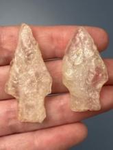Pair of RARE Quartz Crystal Stem Points, Longest is 1 3/4", Found in Gloucester County, NJ