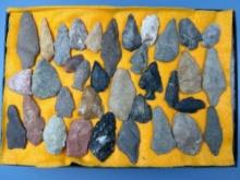 35+ Various Arrowheads, Longest is 3", Mainly Found in Gloucester County, New Jersey
