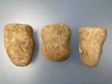 Lot of 3 Nicely Made Grooved Hammerstones, 3/4 Grooved, Longest is 3", NJ