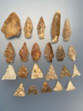 22 FINE Cohansey Quartzite Arrowheads, Points, Longest is 2 7/8", Found in Gloucester County,