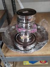 4 SETS OF ANJALI S LIFETIME MASALA DABBA WITH SERVING PLATTER