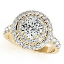 Certified 1.65 Ctw SI2/I1 Diamond 14K Yellow Gold Engagement Halo Ring