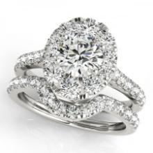 Certified 1.40 Ctw SI2/I1 Diamond 14K White Gold Engagement Set Ring