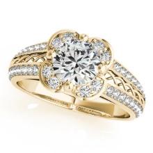 CERTIFIED 18K YELLOW GOLD .88 CTW J-K/VS-SI1 DIAMOND HALO ENGAGEMENT RING