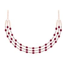 19.95 Ctw VS/SI1 Ruby and Diamond 14K Rose Gold Necklace ( ALL DIAMOND LAB GROWN )