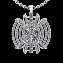 1.61 Ctw VS/SI1 Diamond 14K White Gold Necklace (ALL DIAMOND ARE LAB GROWN )