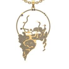 2.61 Ctw VS/SI1 Diamond 14K Yellow Gold Earth Environment Necklace ALL DIAMOND ARE LAB GROWN