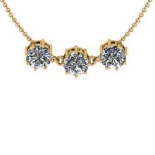 1.50 Ctw VS/SI1 Diamond Prong Set 14K Yellow Gold Necklace (ALL DIAMOND ARE LAB GROWN )