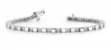 14K WHITE GOLD 1 CTW G-H I1/I2 ALTERNATING BLOCK HARMONY TENNIS BRACELET LAB-GROWN DIAMOND