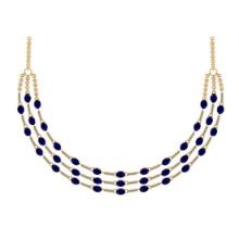 19.95 Ctw VS/SI1 Blue Sapphire and Diamond 14K Yellow Gold Necklace ( ALL DIAMOND LAB GROWN )