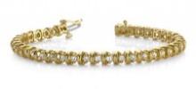 14KT YELLOW GOLD 1 CTW G-H VS2/SI1 WIDE LINK TENNIS BRACELET LAB-GROWN DIAMOND