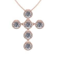 6.40 Ctw VS/SI1 Diamond Prong Set 14K Rose Gold Cross Necklace (ALL DIAMOND ARE LAB GROWN )