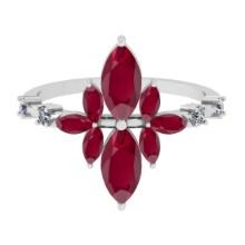 1.75 Ctw VS/SI1 Ruby And Diamond 14K White Gold Cocktail Ring