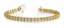 14KT YELLOW GOLD 1 CTW G-H VS2/SI1 CLASSIC CURVE LINK TENNIS BRACELET LAB-GROWN DIAMOND