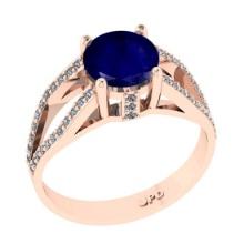 1.80 Ctw VS/SI1 Blue Sapphire and Diamond 14K Rose Gold Engagement Halo Ring(ALL DIAMOND ARE LAB GRO