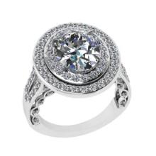 5.19 Ctw SI2/I1 Diamond 14K White Gold Engagement Halo Ring (ALL DIAMOND ARE LAB GROWN)