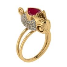2.06 Ctw VS/SI1 Ruby and Diamond 14K Yellow Gold Animal Ring(ALL DIAMOND ARE LAB GROWN)