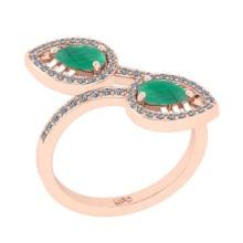 1.35 Ctw VS/SI1 Emerald and Diamond 14K Rose Gold Engagement Ring(ALL DIAMOND ARE LAB GROWN)