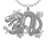 2.50 Ctw VS/SI1 Diamond 14K Yellow Gold Chinese Zodiac Sign Dragon Pendant Necklace ALL DIAMOND ARE