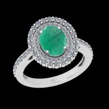 2.71 Ctw VS/SI1 Emerald and Diamond 14K White Gold Engagement Halo ring (ALL DIAMOND ARE LAB GROWN )