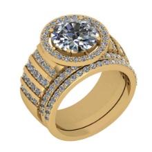 5.97 Ctw SI2/I1 Diamond Style Prong Set 18K Yellow Gold Engagement set Ring