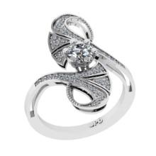 0.73 Ctw VS/SI1 Diamond 10K White Gold Engagement Halo Ring