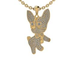 1.31 Ctw SI2/SI1 Diamond Style Prong Set 18K Yellow Gold chinese year of the Dog Necklace (ALL DIAMO