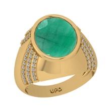 5.15 Ctw VS/SI1 Emerald And Diamond 14K Yellow Gold Engagement Ring
