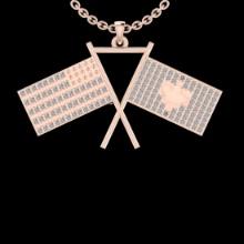 2.03 Ctw VS/SI1 Diamond 14K Rose Gold Two Tone Flag theme Necklace (ALL DIAMOND ARE LAB GROWN )