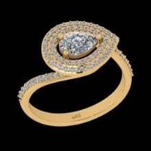 1.13 Ctw VS/SI1 Diamond Prong Set 18K Yellow Gold Engagement Ring