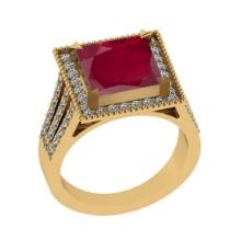 3.56 Ctw VS/SI1 Ruby and Diamond 14K Yellow Gold Vintage Style Ring (ALL DIAMOND ARE LAB GROWN DIAMO