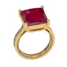 2.45 Ctw VS/SI1 Ruby and Diamond 14K Yellow Gold Engagement Ring(ALL DIAMOND ARE LAB GROWN)