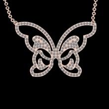 2.38 Ctw VS/SI1 Diamond 14K Rose Gold Butterfly Necklace (ALL DIAMOND ARE LAB GROWN )