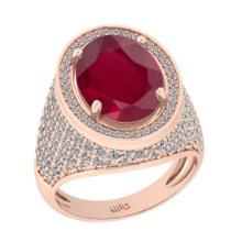 7.50 Ctw VS/SI1 Ruby And Diamond 14K Rose Gold Engagement Ring